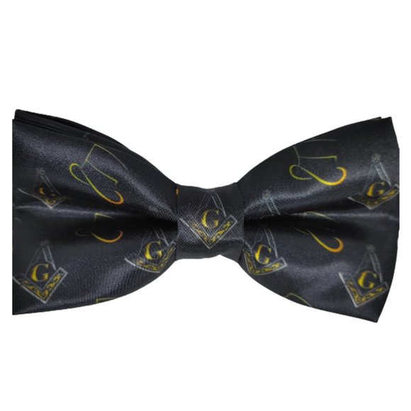 Masonic Bow Tie Black Square & Compasses Freemason Mason, Masonic bow tie - Picture 1 of 1